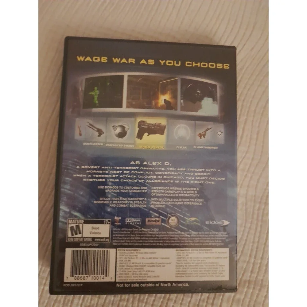 Deus Ex: Invisible War Pc Game CD